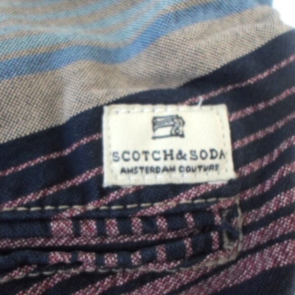 Scotch & Soda Mens 32 Shorts Striped Chino Navy Blue Gray - Picture 5 of 7